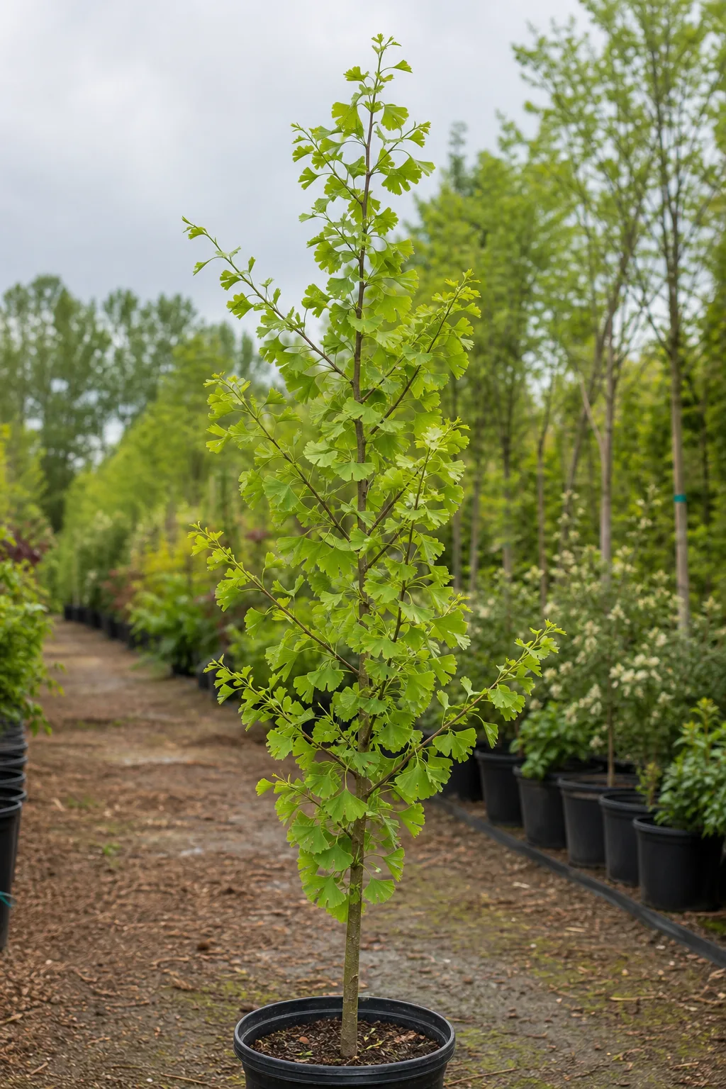Ginkgo joven en vivero